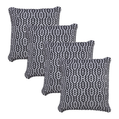 Ensemble de housse de coussin noir en coton géométrique