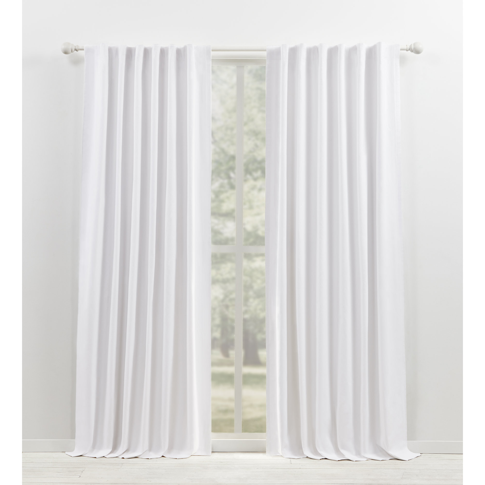 Lauren Ralph Lauren Waller 100% Cotton Blackout Curtain, Pure White, 52" x 108"