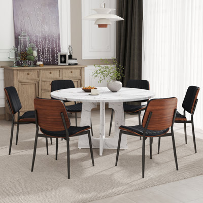 Ensemble de table de salle à manger 47 po, table de cuisine de ferme avec chaises modernes en similicuir