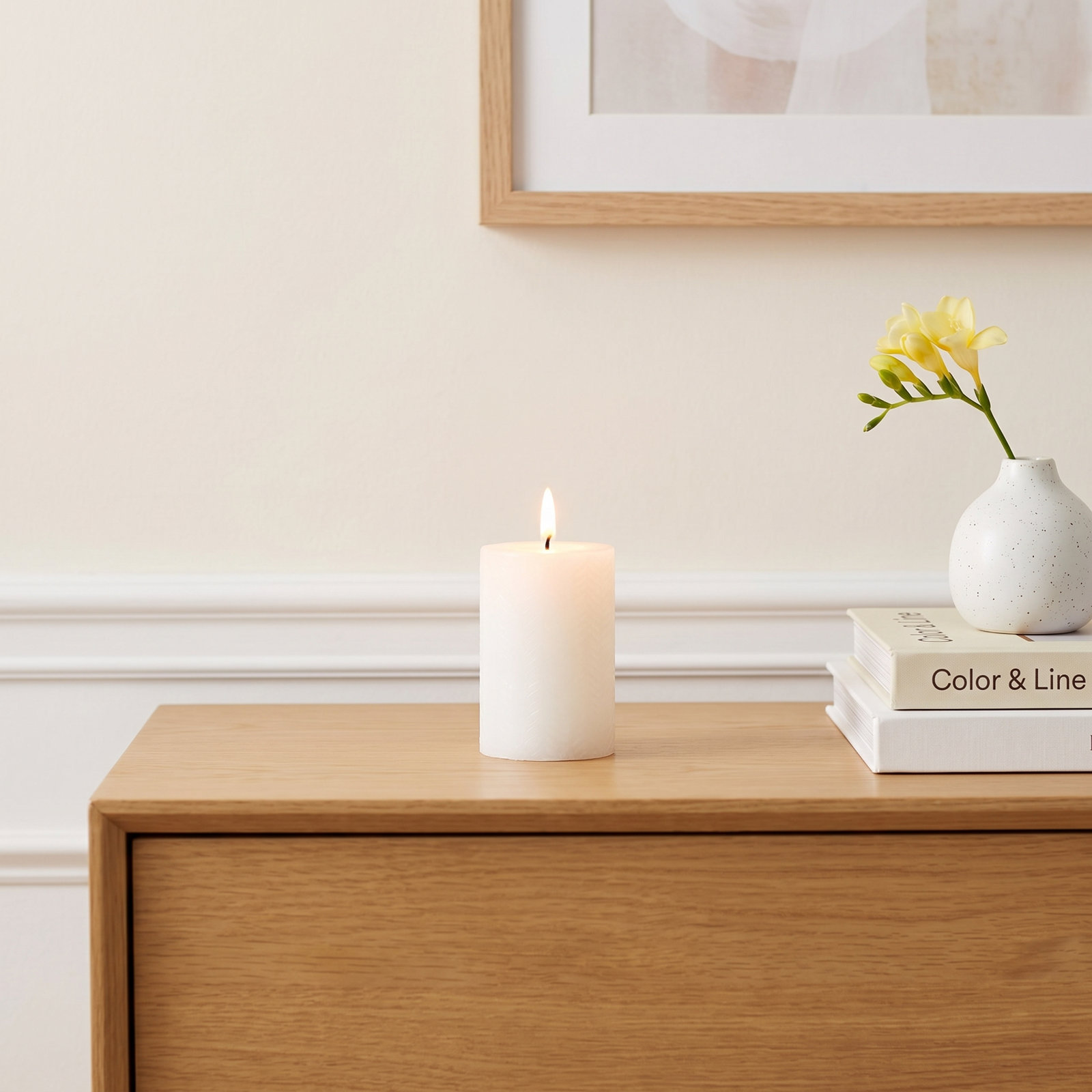 Wavy Top LED Flameless Pillar Candle