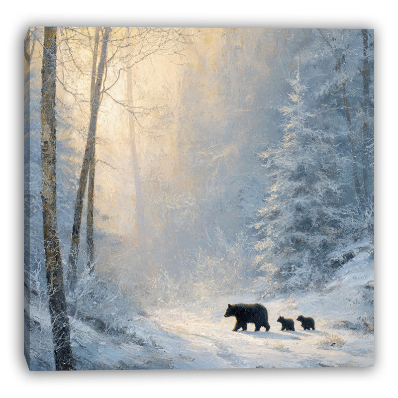 Bear Family Trail Wrapped Canvas Wall Art, 20" H x 20" W