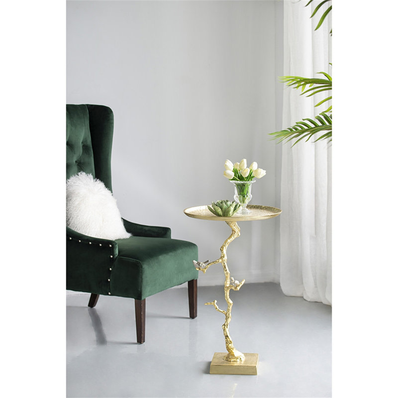 Table contemporaine en or brillant 16,9 x 16,9 x 28 po