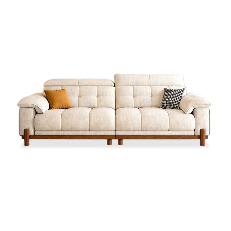 Canapé beige modulaire en chenille, H 40,55 po x l 102,36 po x P 39,37 po, Chenille beige