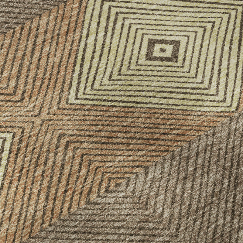 Tapis géométrique Premium lavable à la machine Villers AMF2545, Chocolat, 1'8" x 2'6"