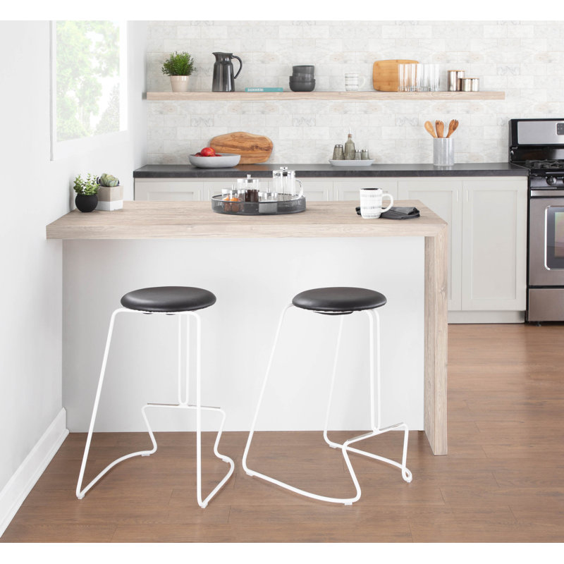 Tabouret de comptoir 25,75 po, Blanc, Gris anthracite