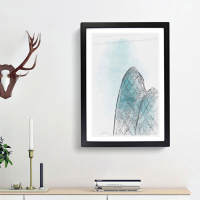 The Gherkin Building in London in Abstract - Picture Frame Graphic Art Print