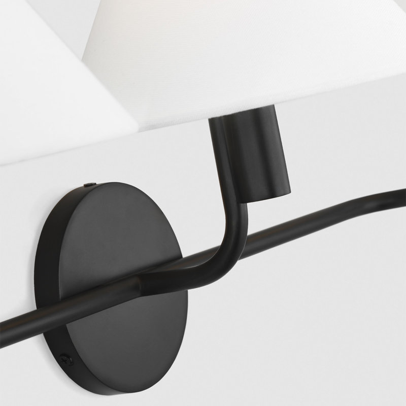 Sean Lavin Colfax Bathroom Bedroom Wall Fixture With White Linen Shade, 10.25" H x 29" W x 8.5" D, Aged Iron, 3 Lights
