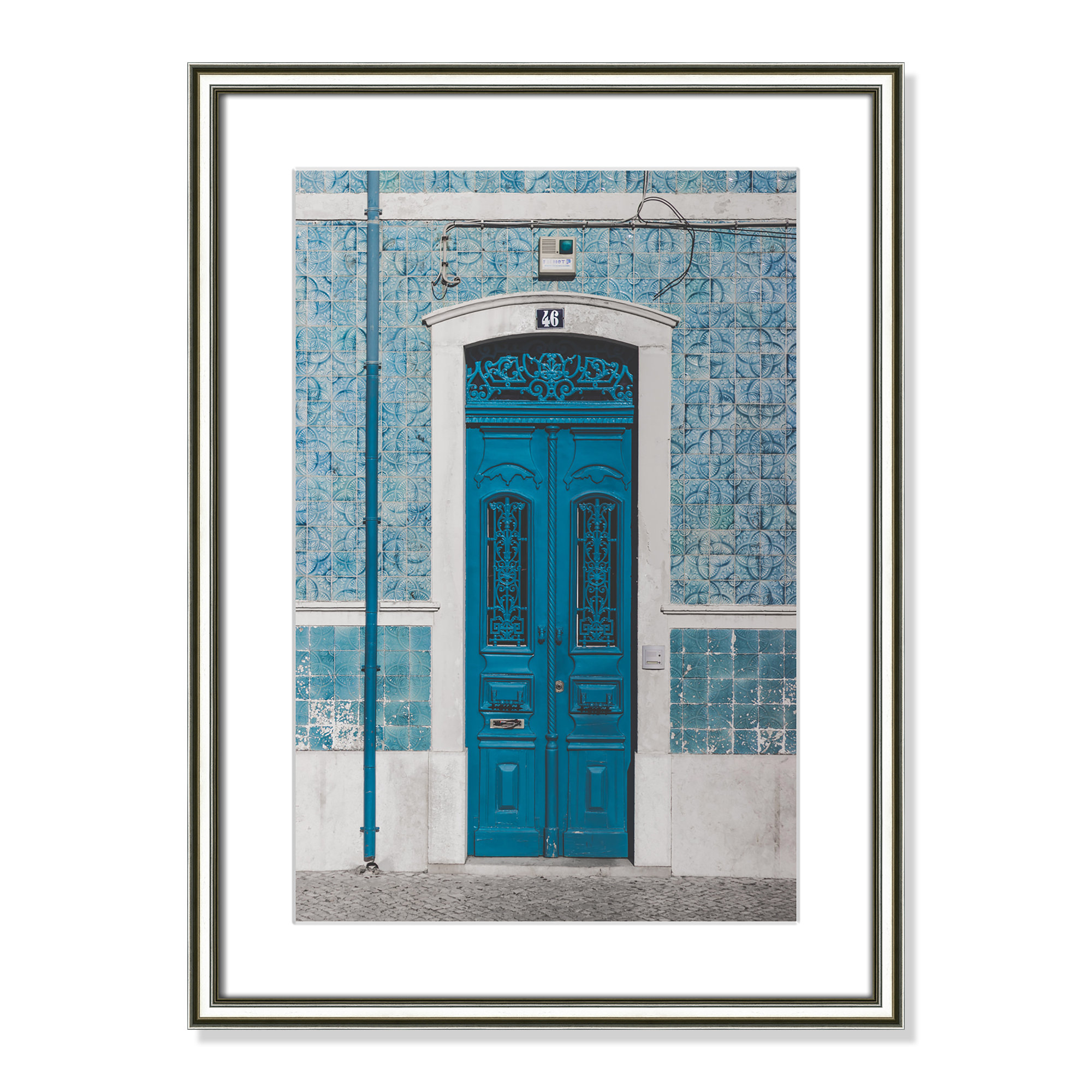 Blue Door Of Caldas De Rainha, Portugual by Catarina Carvalho, Silver, 24.25" H x 18.25" W x 0.88" D