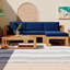 Ensemble de canapé modulaire d'extérieur 5 pièces en bois d'acacia | Ensemble de conversation modulaire avec canapés d'angle, canapé sans accoudoirs, repose-pieds et table basse | Conception en X avec coussins résistants à l'eau-223667493