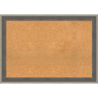 Cottage Grey Silver Wood Framed Corkboard, Natural Cork Bulletin Board, Organization Board, Pin Board