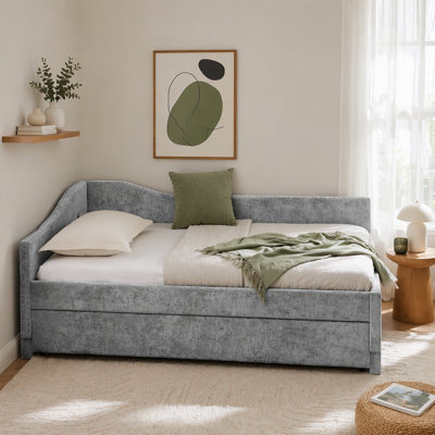 Chenille Daybed with Pull-out Trundle and USB Port