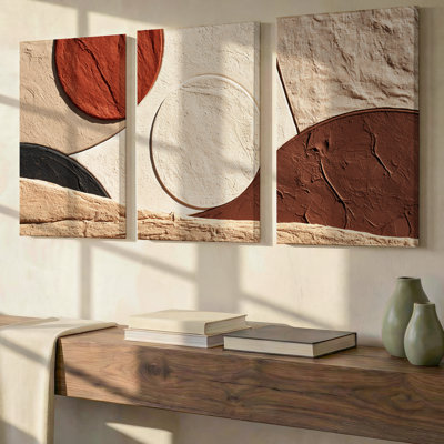 3 Pieces Exculisive Mountain Landscape Large Wall Art with Sun, Premium Modern Canvas Decor for Living Room, Bedroom, Office and Home, Ready to Hang