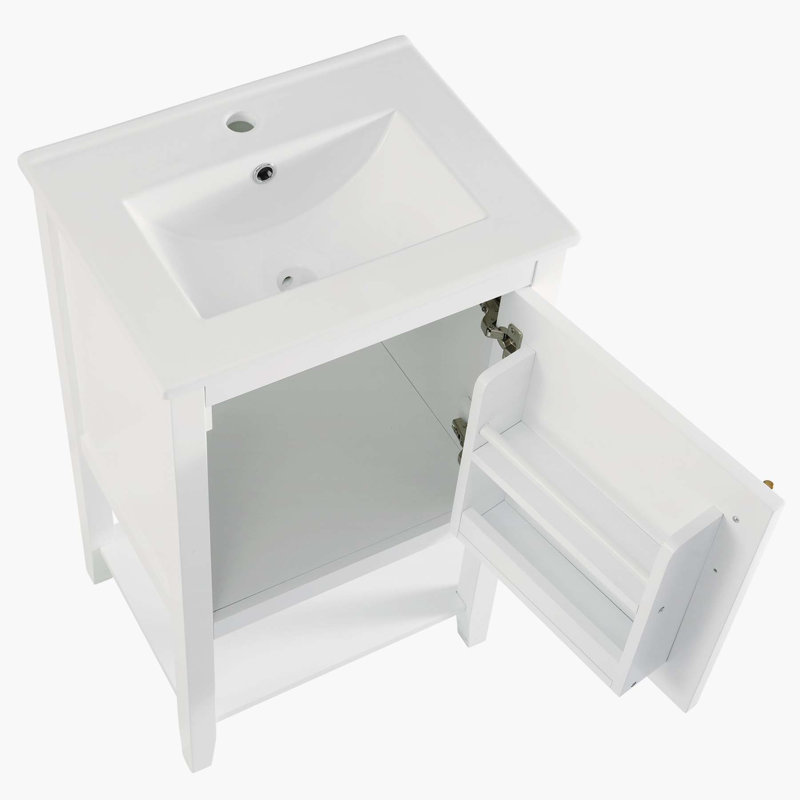 33.5" H X 20" W X 15.5" D 20'' Single Bathroom Vanity with Top, White