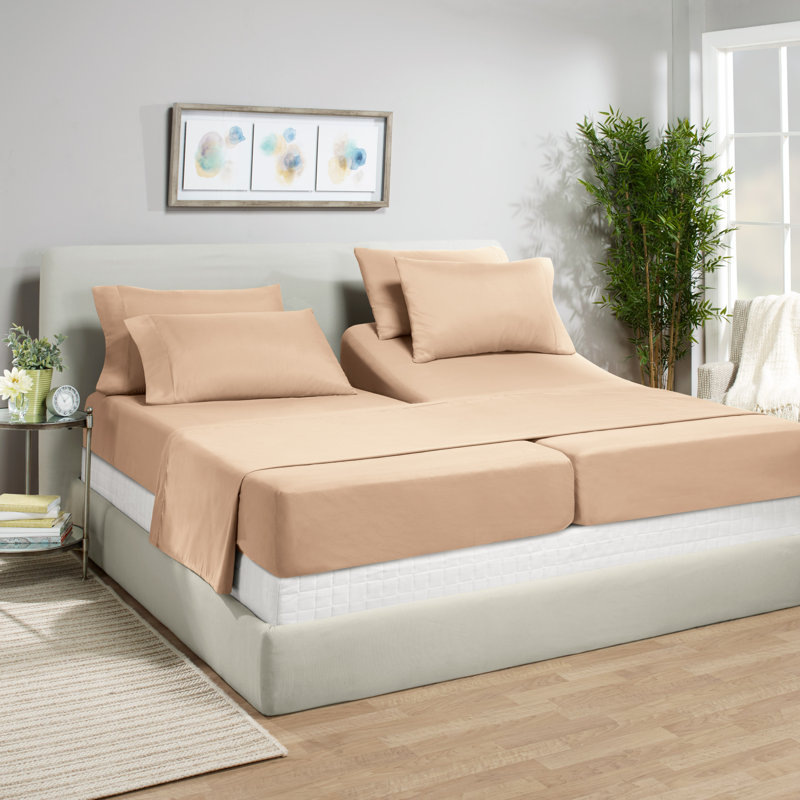 Ensemble de draps luxueux en microfibre, Très grand séparé, Taupe sable