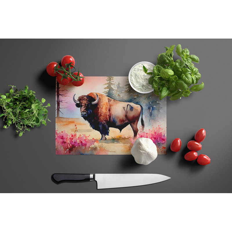 Wood Bison Glass Cutting Board Large