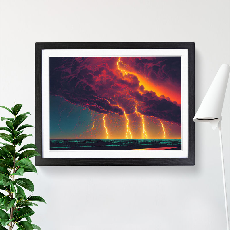 XH1022-6808X Passionate Thunderstorm - Picture Frame Print, 46cm H x 64cm W, Black
