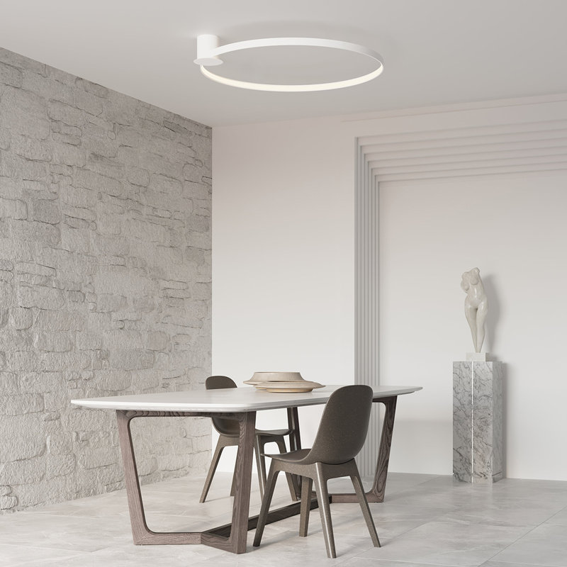 LED Semi Flush Mount, White, 3000K, 12.5cm H x 62cm W x 55cm D