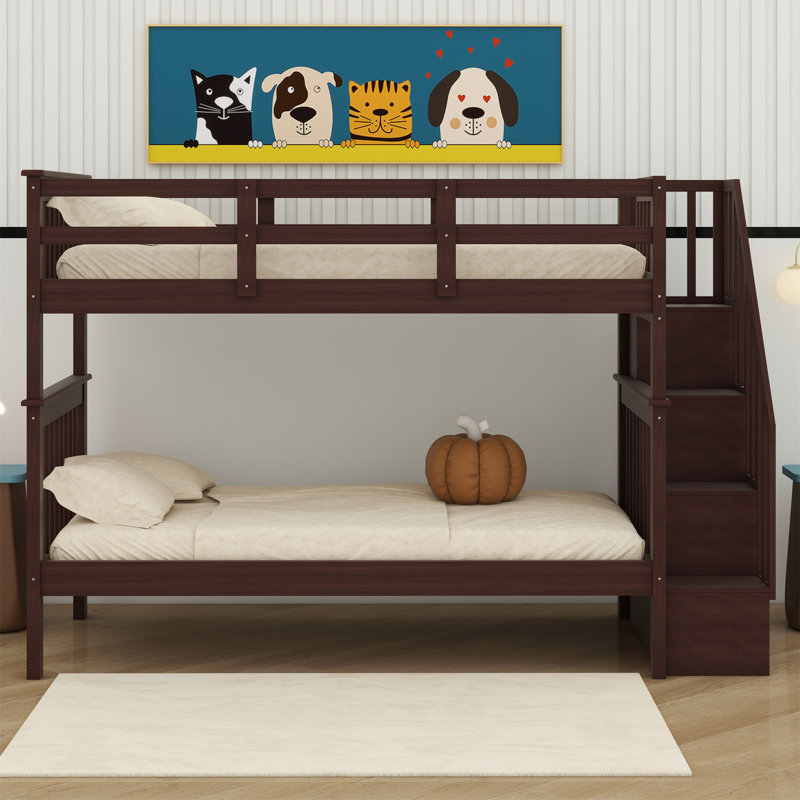 Drizzt Kids Twin Over Twin Bunk Bed, Espresso