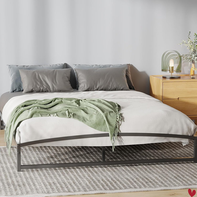 Base de lit basse pleine grandeur - sommier plateforme en métal robuste de 6/10 pouces sans sommier tapissier sans bruit