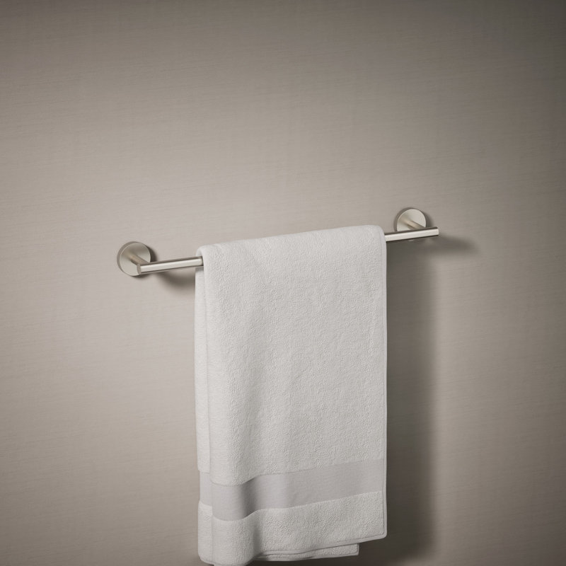 Elate Wall Mounted Round Towel Bar, Metal Wall-Mounted Towel Holder, Brushed Nickel, 2" H x 18" L x 2.75" D