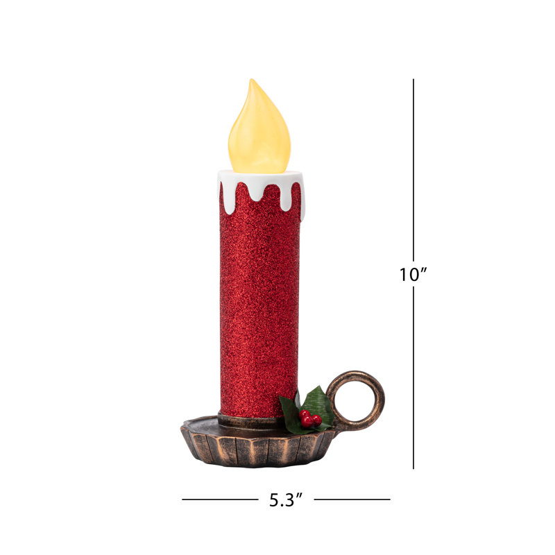 10" Flickering LED Resin Glittery Candles - Red