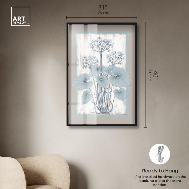 Décoration murale lin Lin Geranium II par Art Remedy, cadre noir, 31 x 46, H 46 po x l 31 po, Structure noire