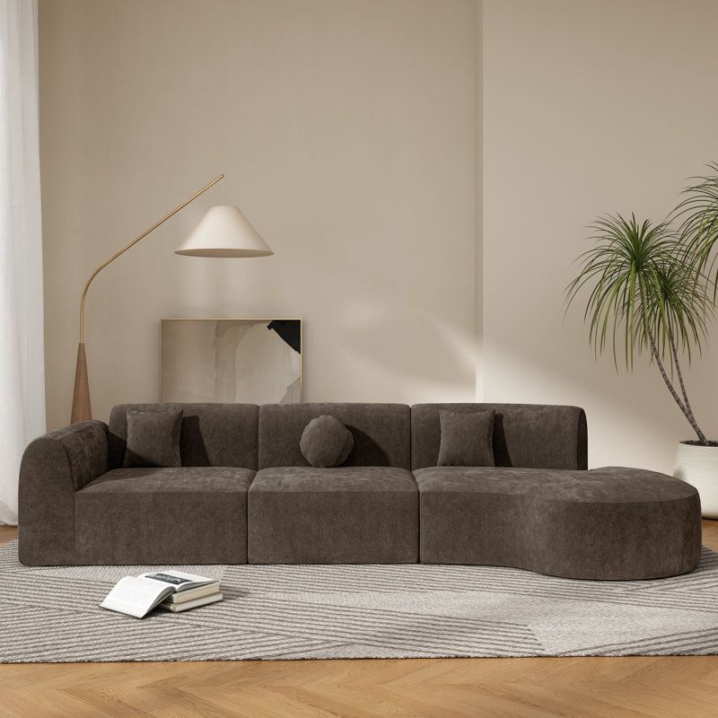 Canapé modulaire incurvé moderne de 140 po avec éponge haute densité Caressa