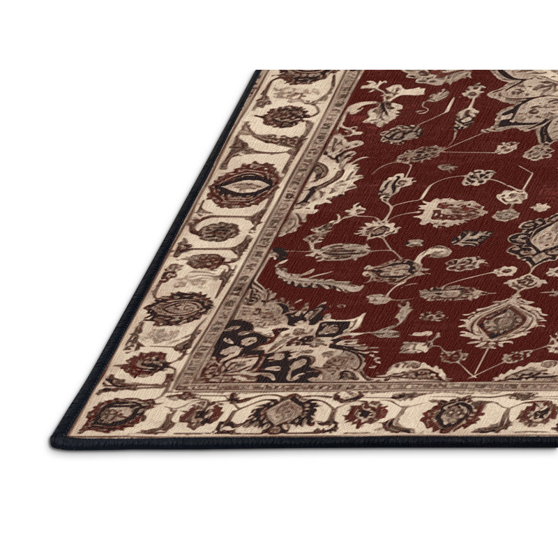 Machine Washable Persian Black Area Rug, Rectangle 2' x 3'