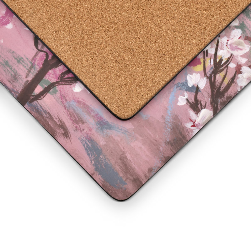 Spring Bloom Pink Cork-Backed Placemats Set of 4