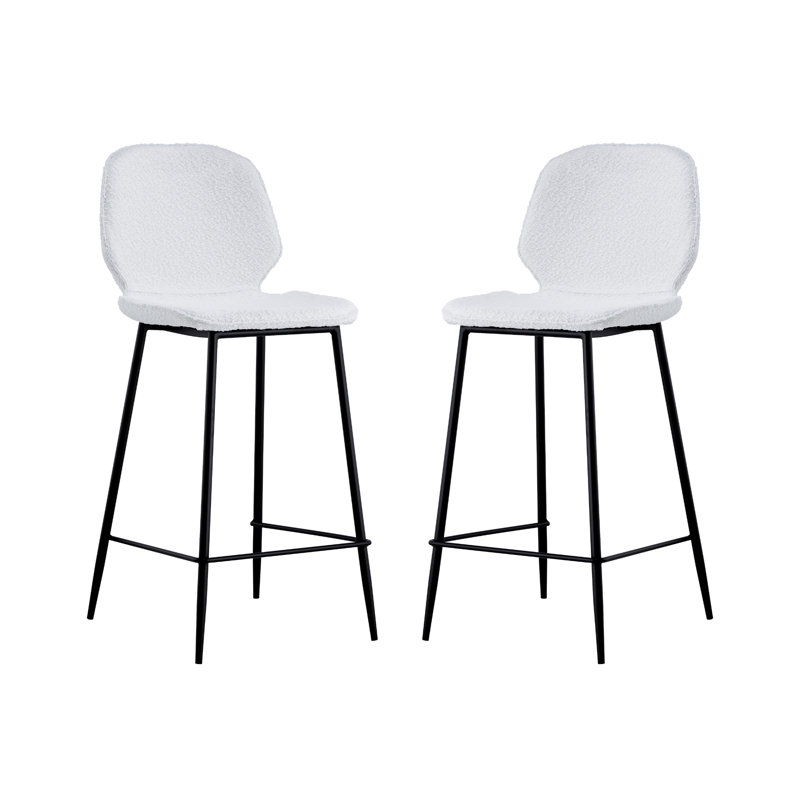 Meztli Leftwich White Boucle Counter Stool