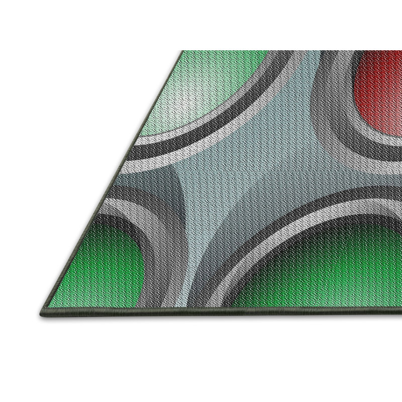 Tapis vert / gris / rouge, Rectangle 7 pi x 9 pi