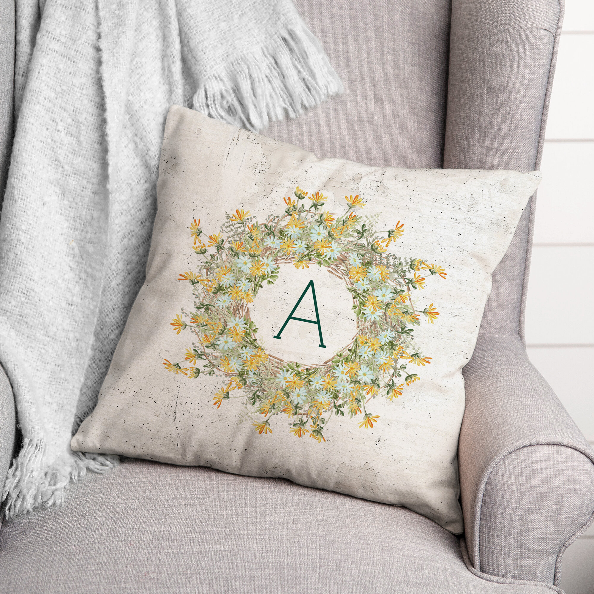 Embroidered Pillow Cover-monogram Pillow-lumbar Pillow-pillow 
