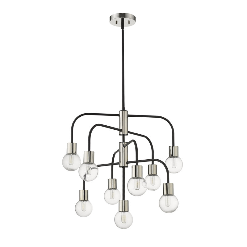 Davisboro 9 - Light Dimmable Tiered Chandelier, Polished Nickel
