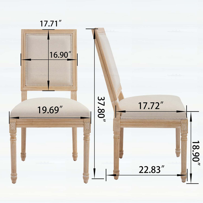 Ensemble de 2 chaises de salle à manger de style campagnard français, rembourrées avec dossier carré, finition filigrane, sculptures et démontables pour une utilisation polyvalente