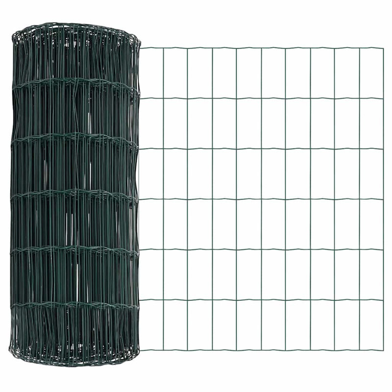Vidaxl Fence With Posts Steel, Green, 60cm H x 5000cm W x 3.2cm D