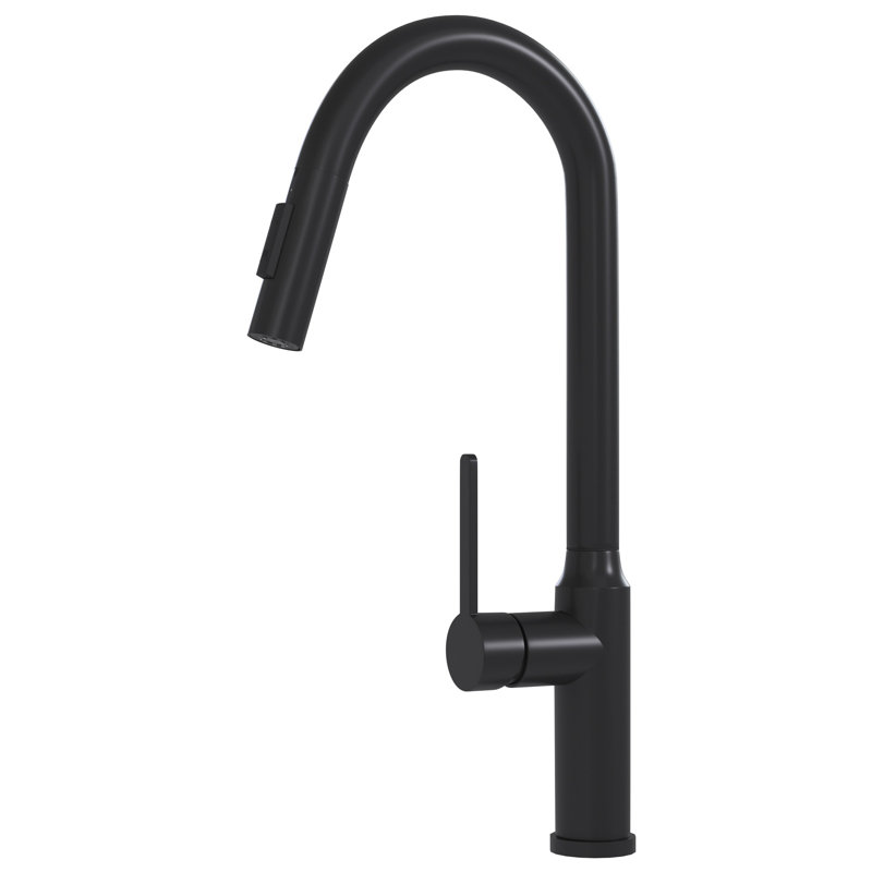 18.99" Matt Black Kitchen Faucet With Ergonomic Design Modern Pull-Down In For - 18.99, Black