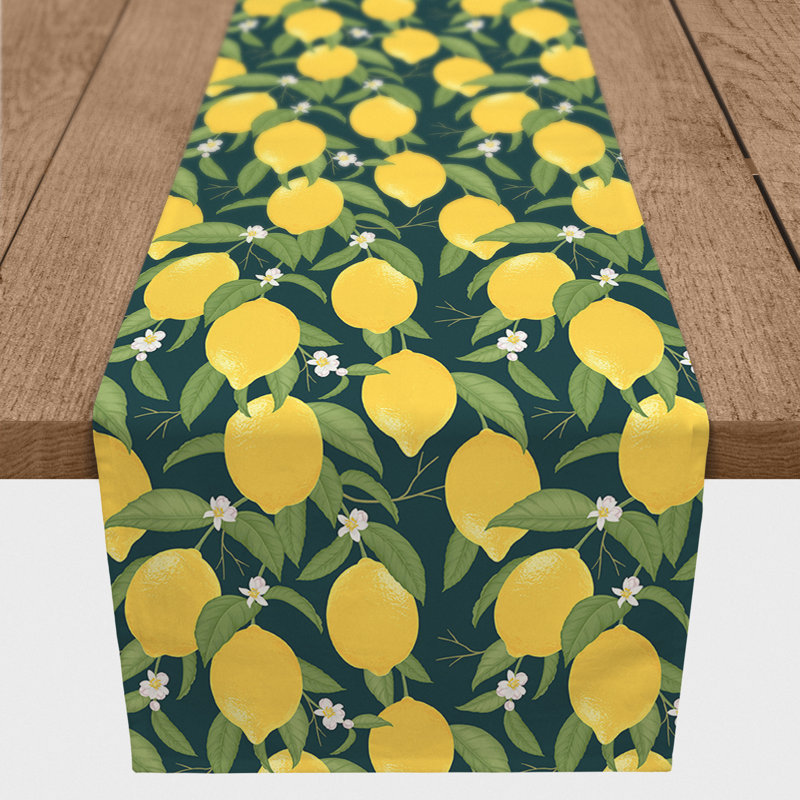 Chemin de table Lemon, Bleu sarcelle, 90 po x 16 po
