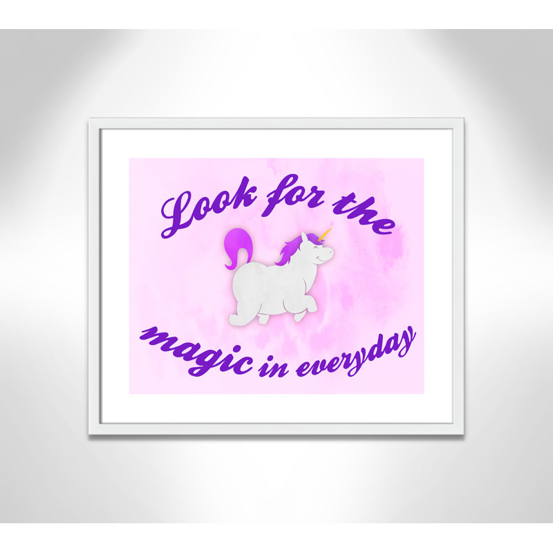 Décoration murale licorne magique pour enfants, H 21,5 po x l 25,5 po x P 1,19 po, Encadré de boîte blanc