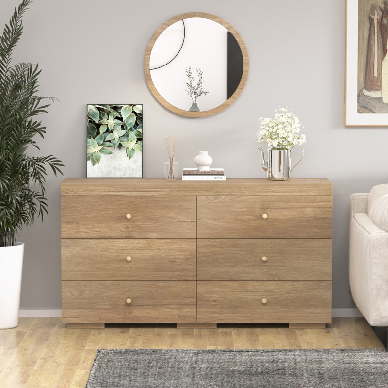 Commode 6 tiroirs Holle, Naturel