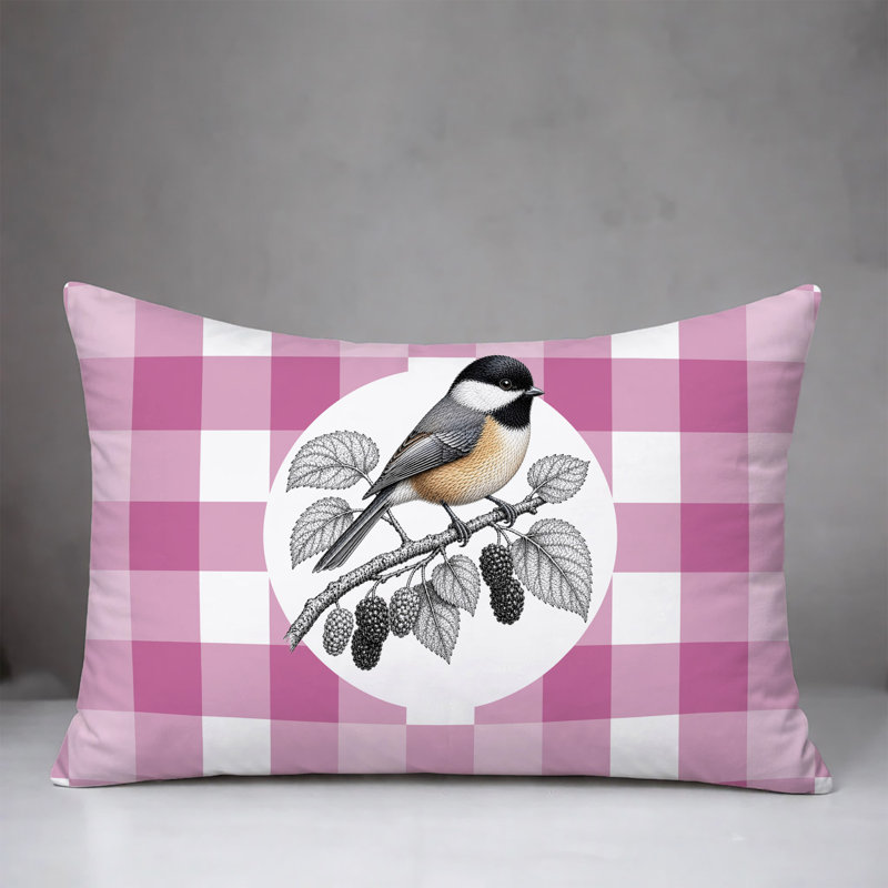 Oreiller réversible intérieur / extérieur Chikadee, 20 po x 14 po, Magenta