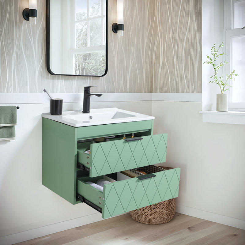 Ensemble de meuble-lavabo mural 24 po vert
