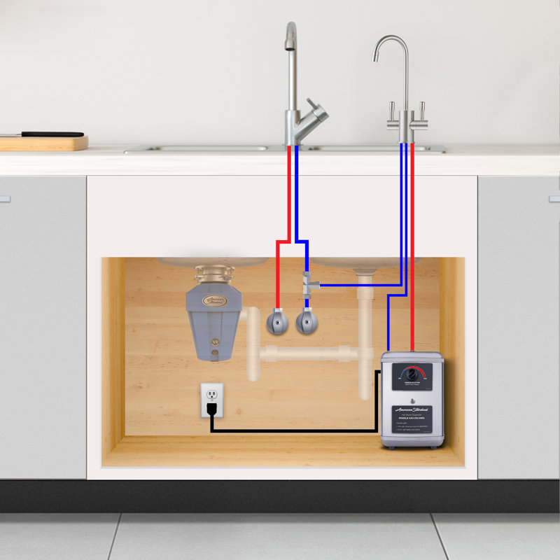 Distributeur d'eau chaude avec accessoires, Chrome poli