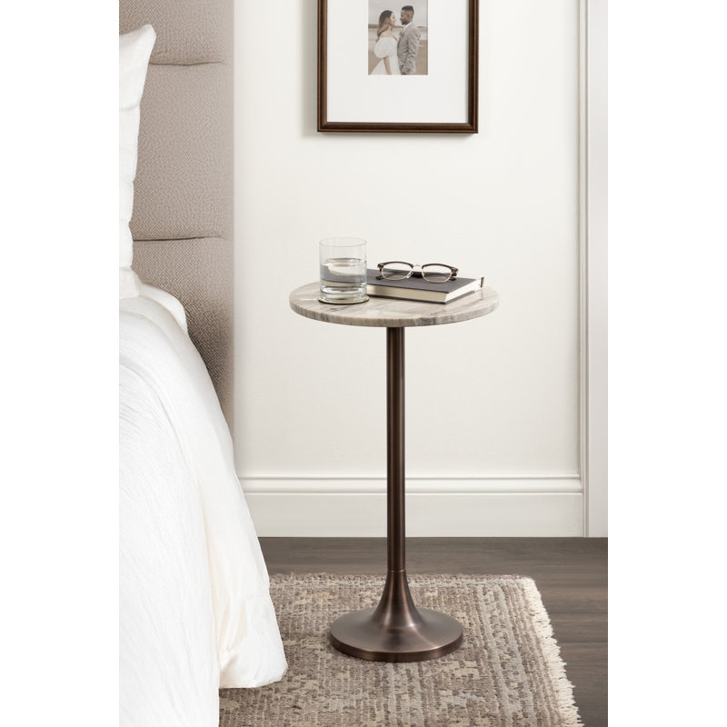 Table basse Baronet, H 22 po x l 10 po x P 10 po, Beige, Bronze