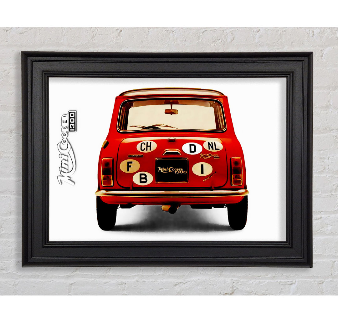 Mini Cooper Retro Heck gerahmter Druck