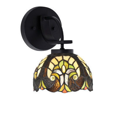 Ameriya Cavella Wall Sconce Shown In Matte Black Finish With 7" Ivory Cypress Art Glass
