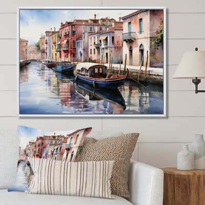 Beige Canal Watercolor Whimsy II, reproduction d'art sur toile