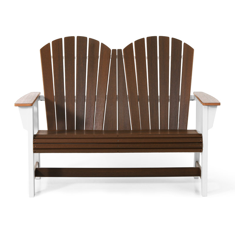 Banc Adirondack de 52 po, blanc, Brun noyer / blanc