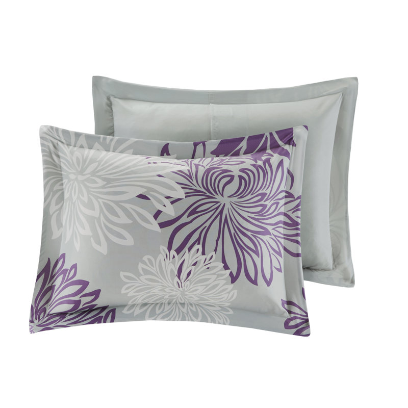 Full Purple Floral Microfiber Bed in a Bag Set