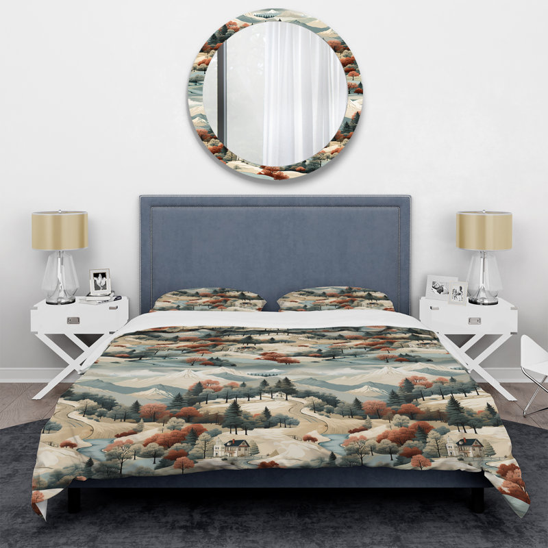 Ensemble de housse de couette Mountain Cabin, Housse de couette pour grand lit et 2 taies décor