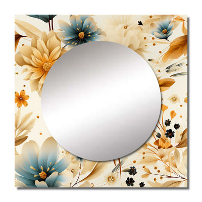 Earthy Elegance Boho Pattern - Floral Square Mirror For Wall Art Decor